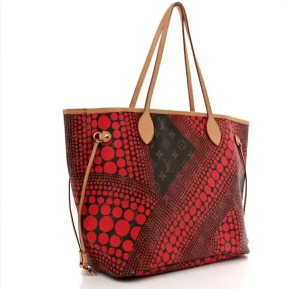 Yayoi Kusama x Louis Vuitton Red Waves Monogram Neverfull MM Tote with COA - Picture 7 of 16